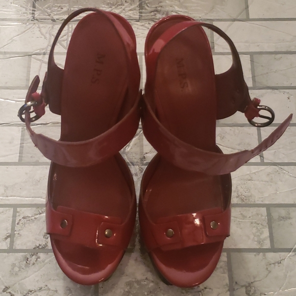 M.P.S Cranberry Red Stiletto Heels - Picture 3 of 7